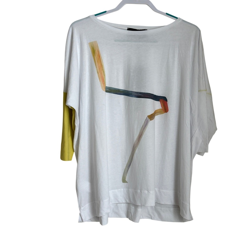 Ozai N‎ Ku Coil Boxy 3/4 Sleeve Tee Trip Size 3 US 12/14 Cotton Graphic